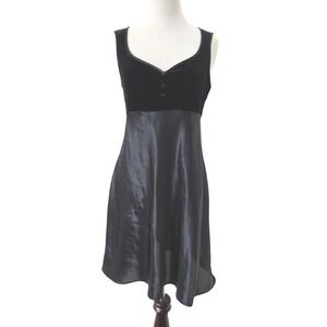California Dynasty Vintage Black Velvet Satin Slip Dress Small 90s Made in USA